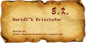 Bertók Krisztofer névjegykártya